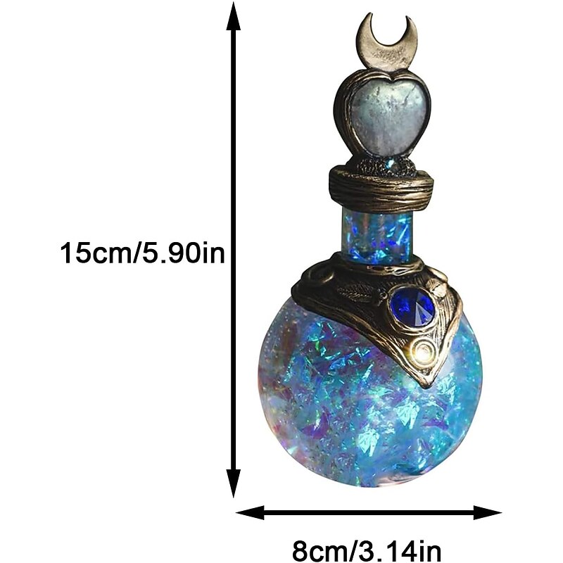 Crystal Potion Bottle, Magic Moon Potion Decorative Bottle, Resin Decoration Home Ornament, Gift for Birthday Valentines Day2