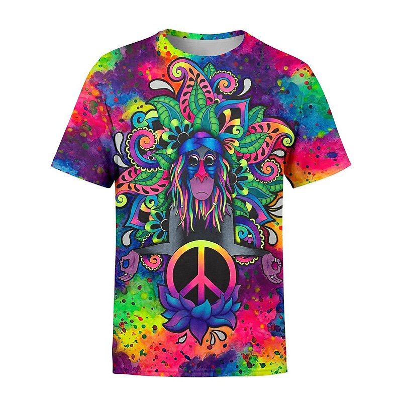 Men's Graphic T Shirt Short Sleeve T shirt 3D Print Crew Neck Shirt Vintage Fashion Designer Outdoor Daily Sports Rainbow Spring & Summer Clothing Apparel S M L XL 2XL 3XL