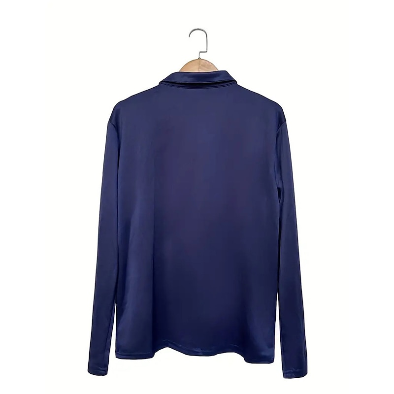 Men's Button Up Polos Polo Shirt Casual Sports Lapel Long Sleeve Fashion Basic Plain Patchwork Button Summer Regular Fit Black Red Navy Blue Button Up Polos4