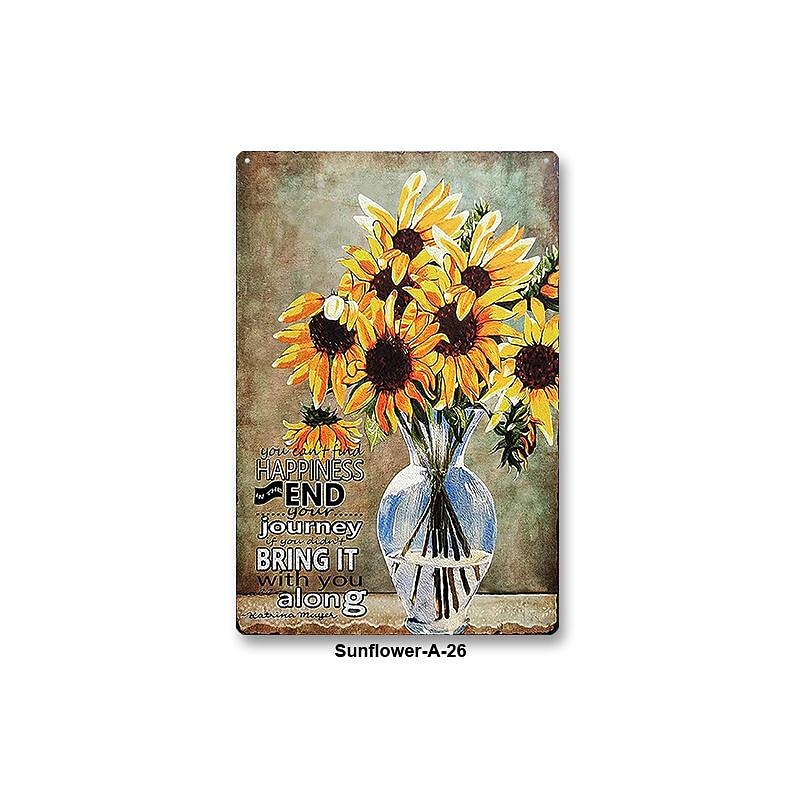 1pc Retro Metal Tin Sign Cat Sunflower Tin Sign Vintage Home Wall Decor, Painting Wall Hanging for Home Decor Wall Art Metal Tin Sign 20x30cm/8''x12''4