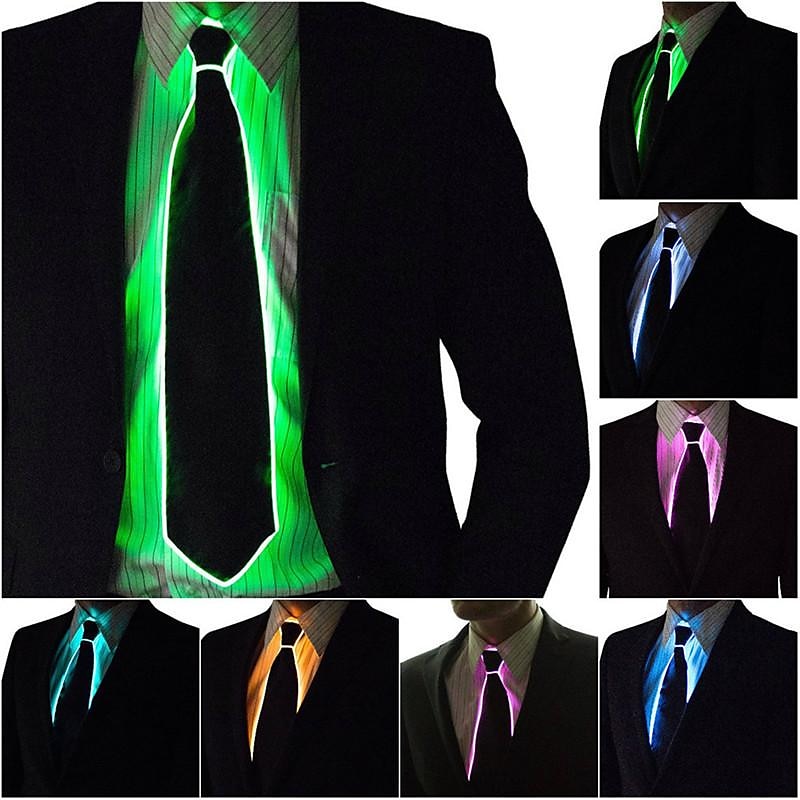 Men Glowing Tie EL Wire Neon LED Carnival Luminous Party Haloween Christmas Luminous Light Up Decoration DJ Bar Club Stage Prop Clothing