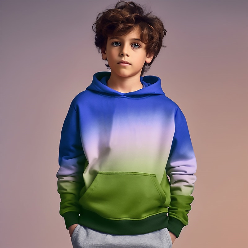 Boys 3D Graphic Gradient Hoodie Long Sleeve 3D Print Summer Spring Fall Fashion Streetwear Cool Kids 3-12 Years Outdoor Casual Daily Regular Fit3