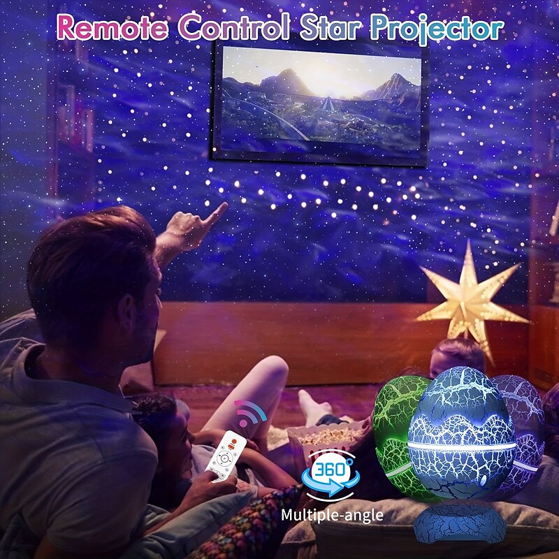 Star Projector Night Light Dinosaur Egg Projector Sky Galaxy Projector Ocean Wave Projector Light with Sleep White Noise Bluetooth Music Speaker Starlight Projector for Ceiling Decor Adult Kids Room Theater Party 15