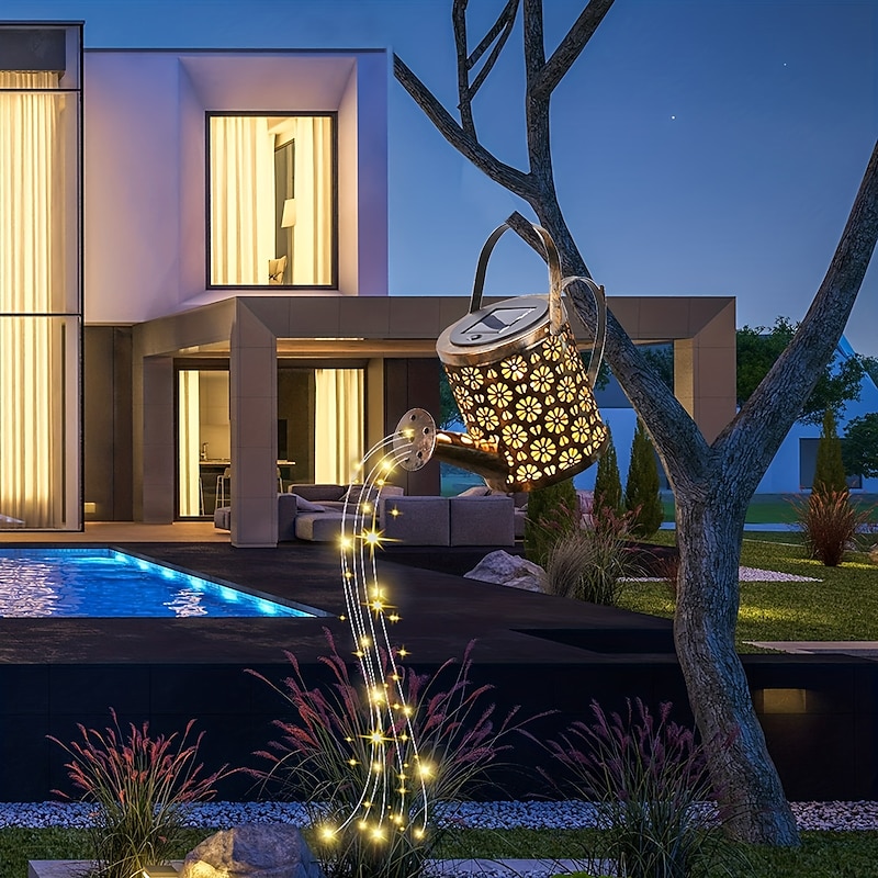 Outdoor Solar Watering Can Lights - Hanging Kettle Pathway Lantern, Waterproof Metal Retro Lamp for Garden, Yard & Flower Bed Garland Decor4