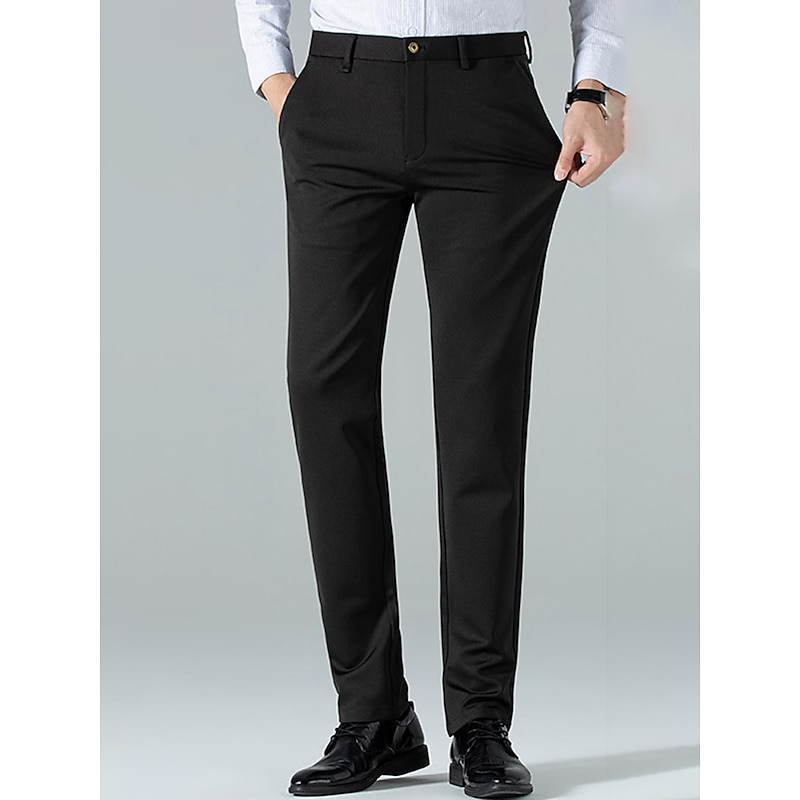 Men's Dress Pants Trousers Suit Pants Plain Comfort Breathable Outdoor Daily Going out Fashion Casual Black Dark Blue4
