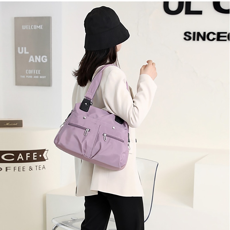Women's Large Capacity Waterproof Nylon Shoulder Bag – Stylish Multi-Pocket Tote Handbag for Travel, Work & Daily Use4
