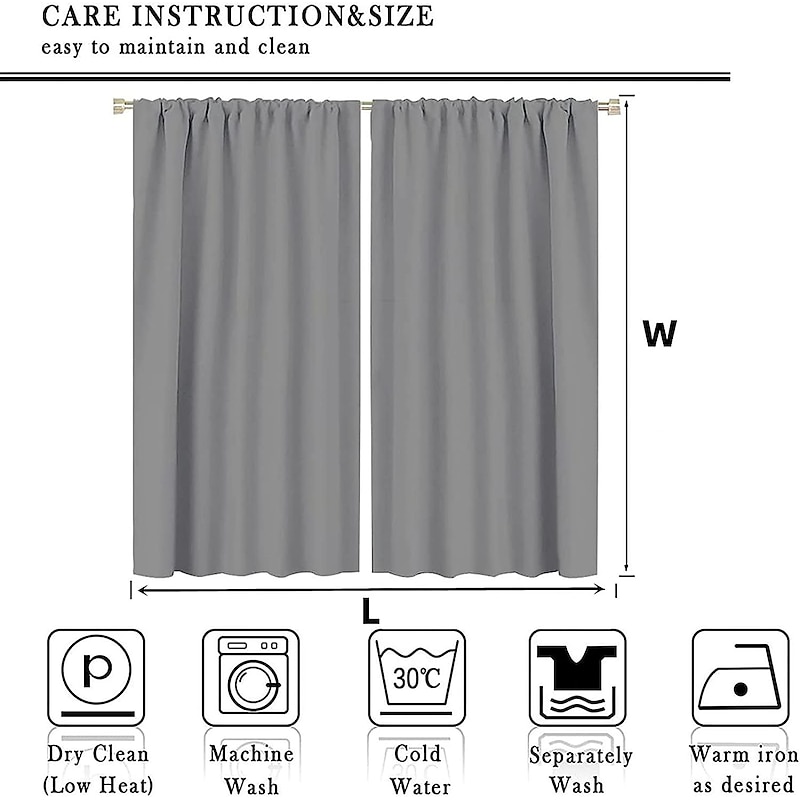 Blackout Curtain Drapes Farmhouse Curtain 2 Panels Black For Living Room Bedroom Door Kitchen Balcony Window Treatments Thermal Insulated3