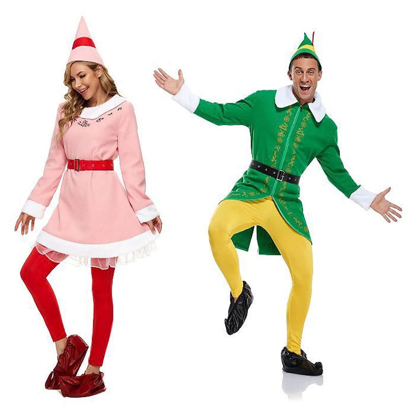 Santa Claus Elf Cosplay Costume Adults' Couple's Party New Year Christmas Carnival Easy Carnival Costume3