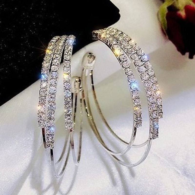 1 Pair Hoop Earrings For Women's Birthday Party Evening Gift Alloy Classic Fashion3