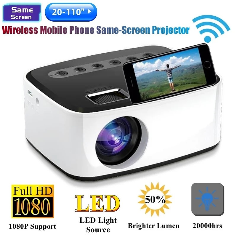 Newest Mini Projector Black White HD 1080P Portable Outdoor Home Theater Projector For Smartphone Tablet Laptop TV Stick