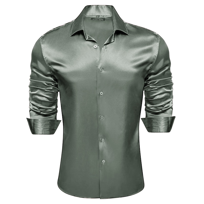 Men's Dress Shirt Non Iron Shirt Wedding Going out Wine Light Green Army Green Royal Blue Long Sleeve Turndown Spring Fall Clothing Apparel4