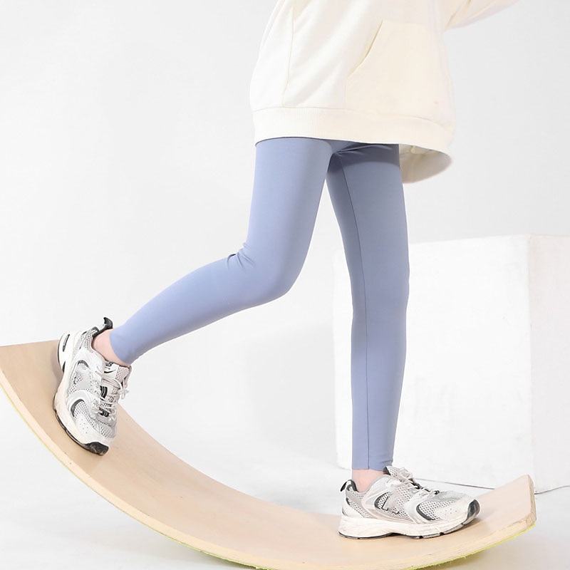 Kids Girls' Leggings Solid Color Active Training 7-13 Years Spring Black White Pink2