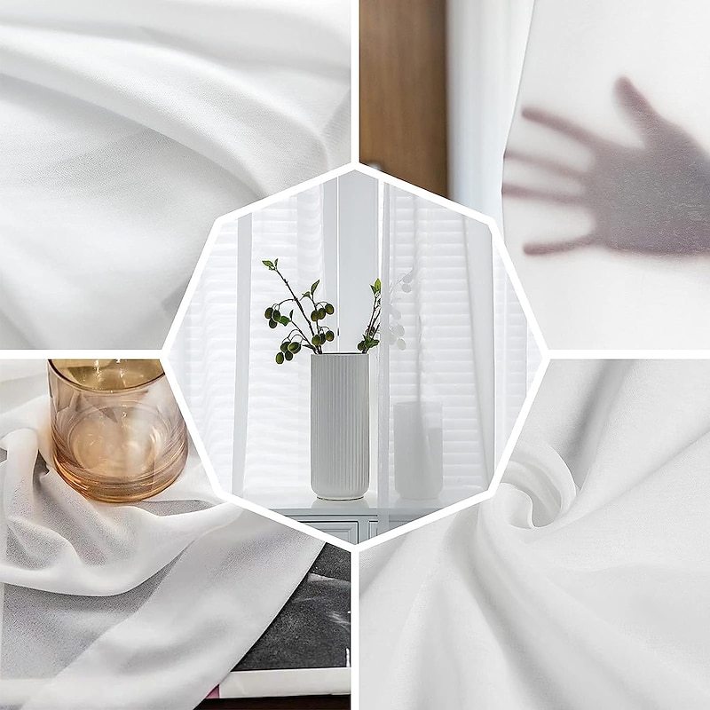 Sheer Curtain Panels Grommet/Eyelet Curtain Drapes For Living Room Bedroom, Farmhouse Curtain for Kitchen Balcony Door Window Treatments Room Darkening4