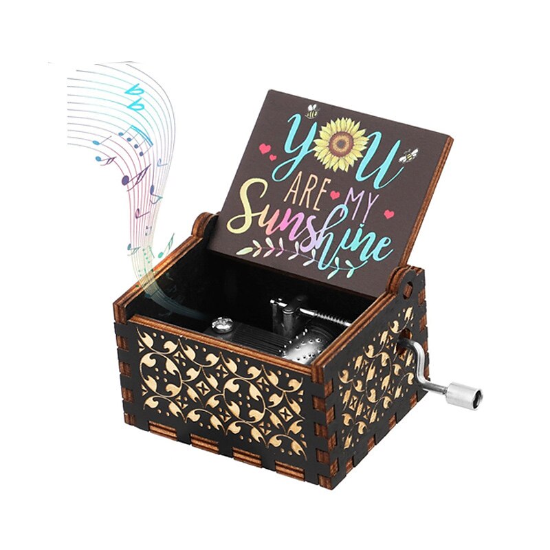 Wooden Painted Music Box Dragon Cat Music Gift Stall Display Luxury Wooden Hand-Operated Music Box2