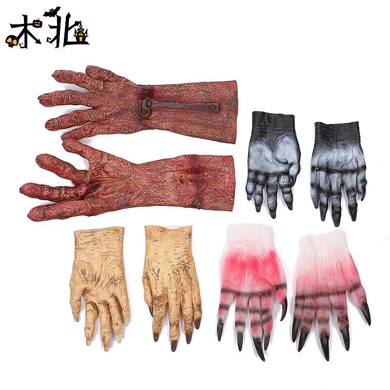 Halloween Makeup Party Props Tricky Horror Zombie Blood Gloves Cosplay Devil Vinyl Gloves