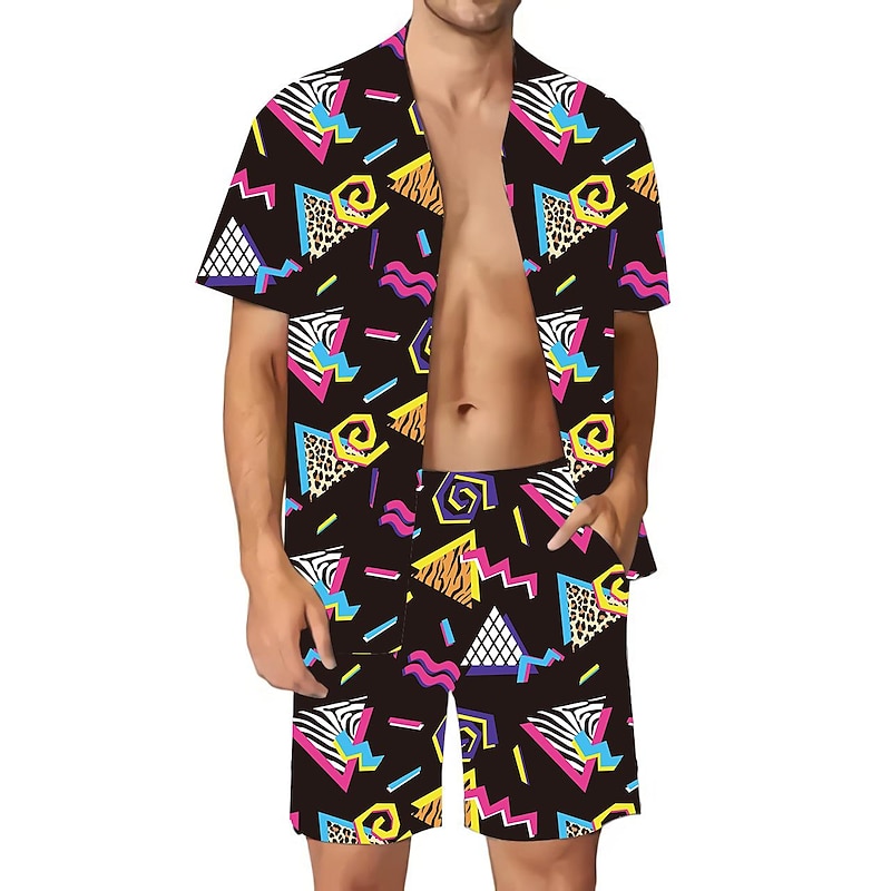 Classical 1980s Shorts Shirt Beach Shorts Fancy Dress Men's Vacation Dailywear Pride Parade Adults' Shirt Shorts Summer3