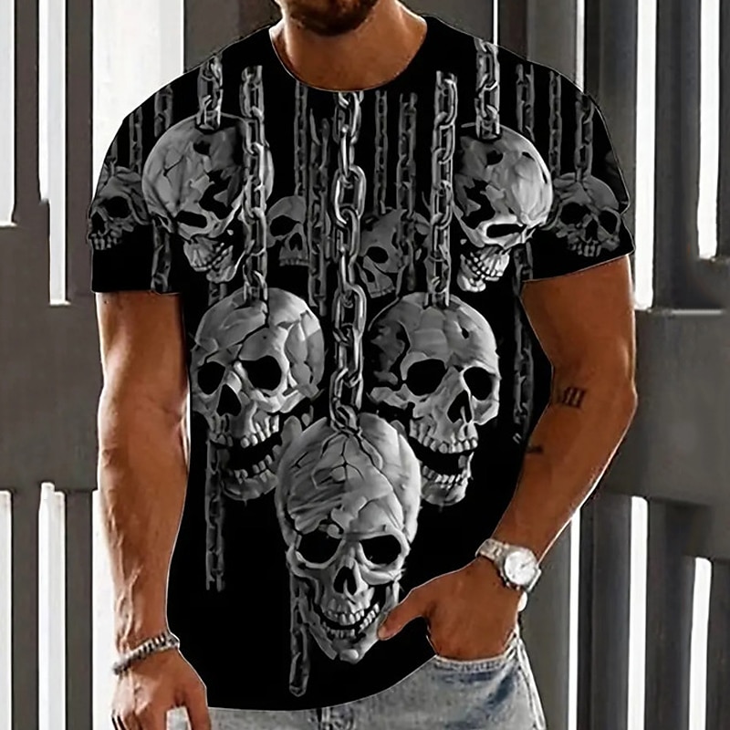 Men's Graphic Skulls T Shirt Tee Short Sleeve T shirt 3D Print Crew Neck Shirt Vintage Fashion Designer Outdoor Casual Daily 1 2 3 Spring & Summer Clothing Apparel S M L XL 2XL 3XL 4XL3