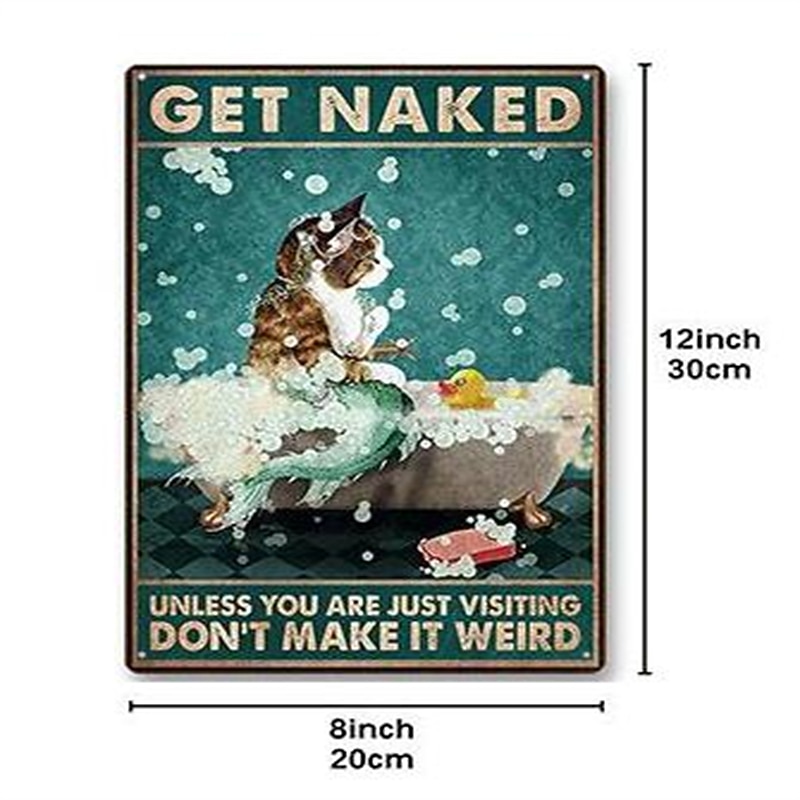1pc Animal Metal Tin Sign Get Naked Vintage Tin Sign Wall Decor, Painting Wall Hanging For Bathroom Living Room Toilet Wall Decor Beer Bar Home Decor Wall Art Metal Tin Sign 20x30cm/8''x12''2