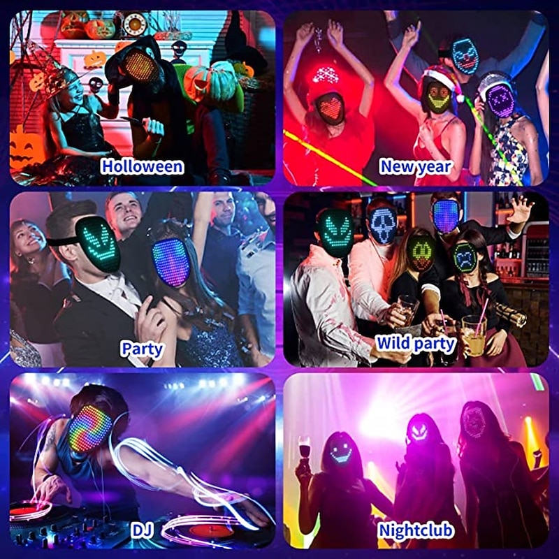Halloween LED Mask Gesture Light Mask Change Face Induction Party Performance Atmosphere Props4