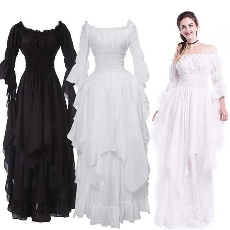 Retro Vintage Rococo Punk & Gothic Dress Regency Inspired Dress Bell Sleeve Puff Sleeve Viking Elven Fancy Dress Women's Celtic Pirate Fantasy Halloween Carnival Masquerade Casual Daily LARP Adults'3