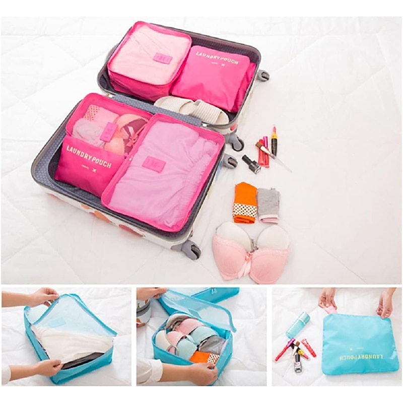 Compression Travel Packing Cubes Set for Luggage Storage and Backpack Organizer Space Savers, 6PCS Travel Storage Bags for Clothes, Suitcase Organizer Pouches, Wardrobe and Luggage Packing Cubes3