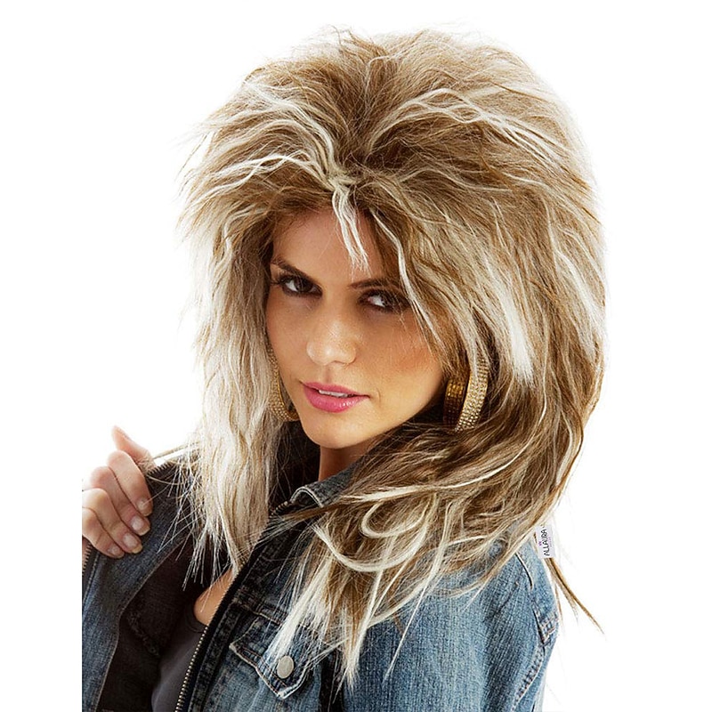 80's Tina Rock Diva Costume Wig 80s Rocker Wig Women - Tina 80 s Rocker Wig Brown Blonde Rocker Wig - Rock Diva Wig Halloween Wigs3