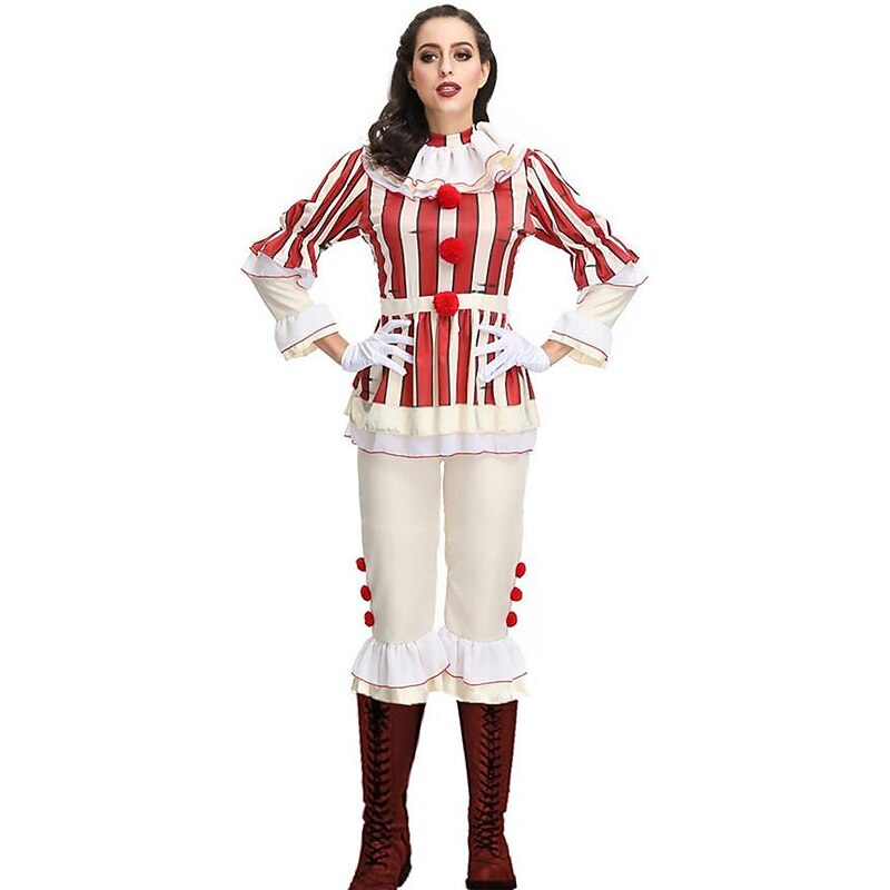 Burlesque Clown Pennywise Halloween Cosplay Costume Party Costume Outfits Cosplay Adults' Women's Halloween Carnival Masquerade Performance Party Easy Halloween Costumes Dress Up3