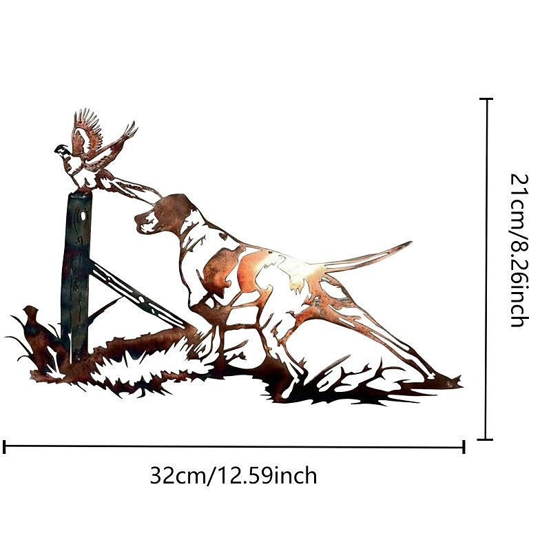 Dog Metal Wall Decor Metal Wall Art Bird Ornament Home Bedroom Living Room Window Decoration  32.5x21.5cm3