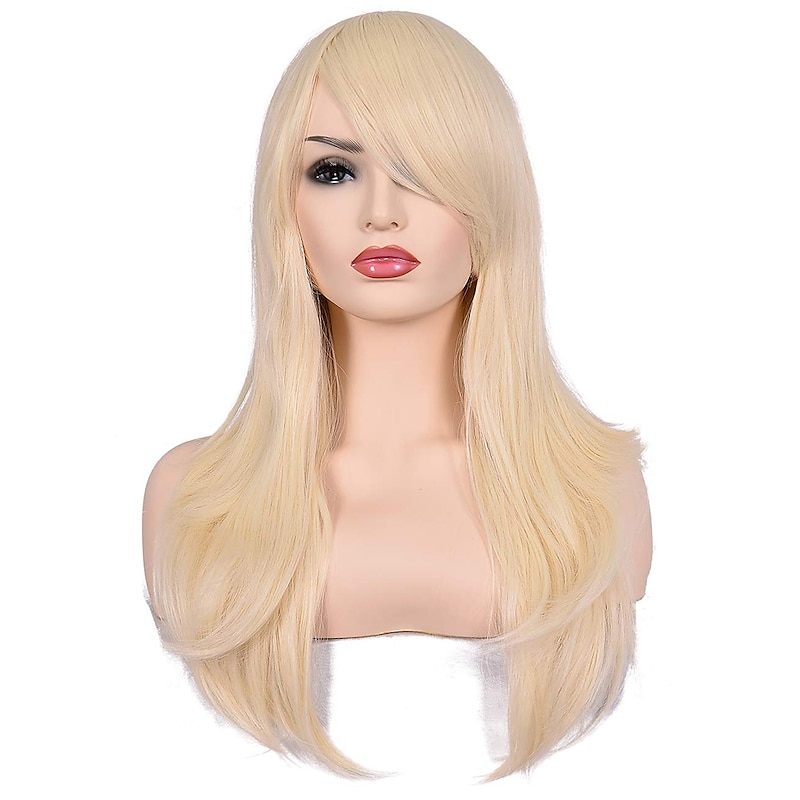 23 inches Long Curly Wig Big Wave Heat Resistant Synthetic Hair with Bangs for Cosplay Costume Carnival Party