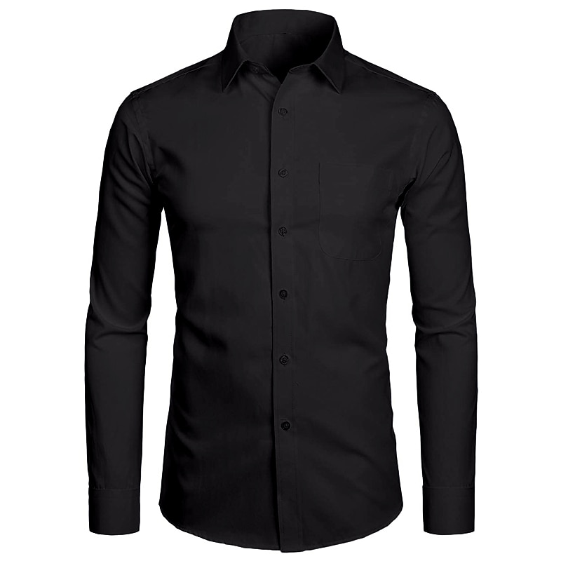 Men's Dress Shirt Waves Wedding Formal Evening Black White Yellow Red Long Sleeve Classic Collar All Seasons Clothing Apparel Buckle 7