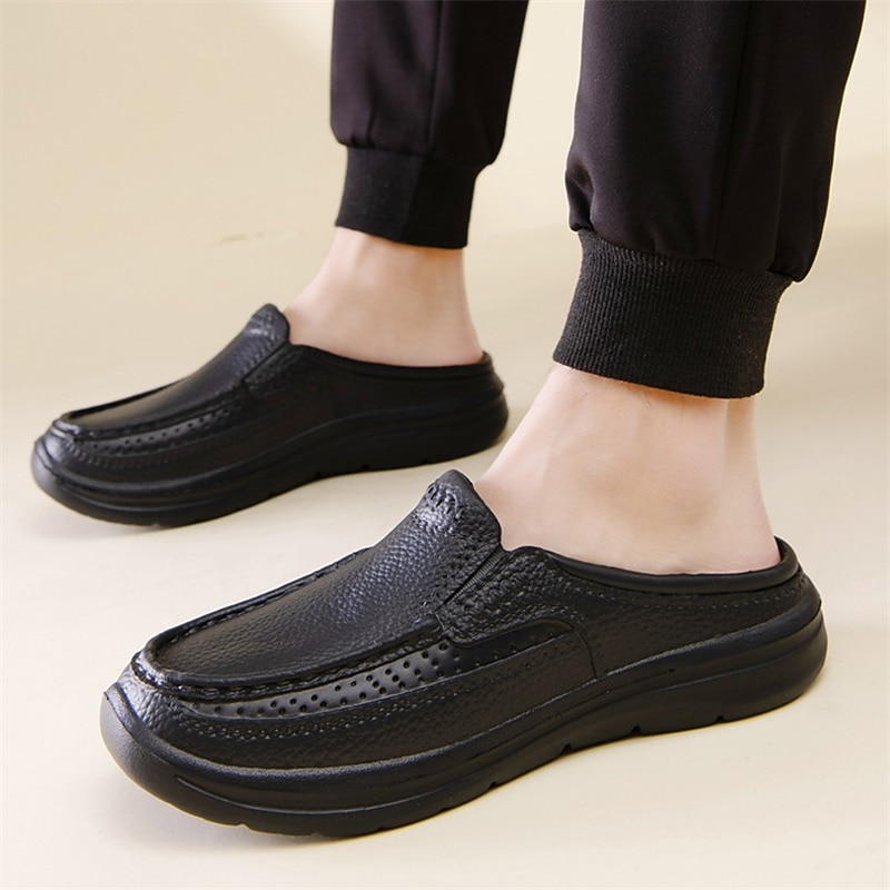 Men's Black Faux Leather Slip - On Loafers, Breathable Perforation & Shock - Absorbing Sole, Comfortable & Stylish for Daily/Work Wear3
