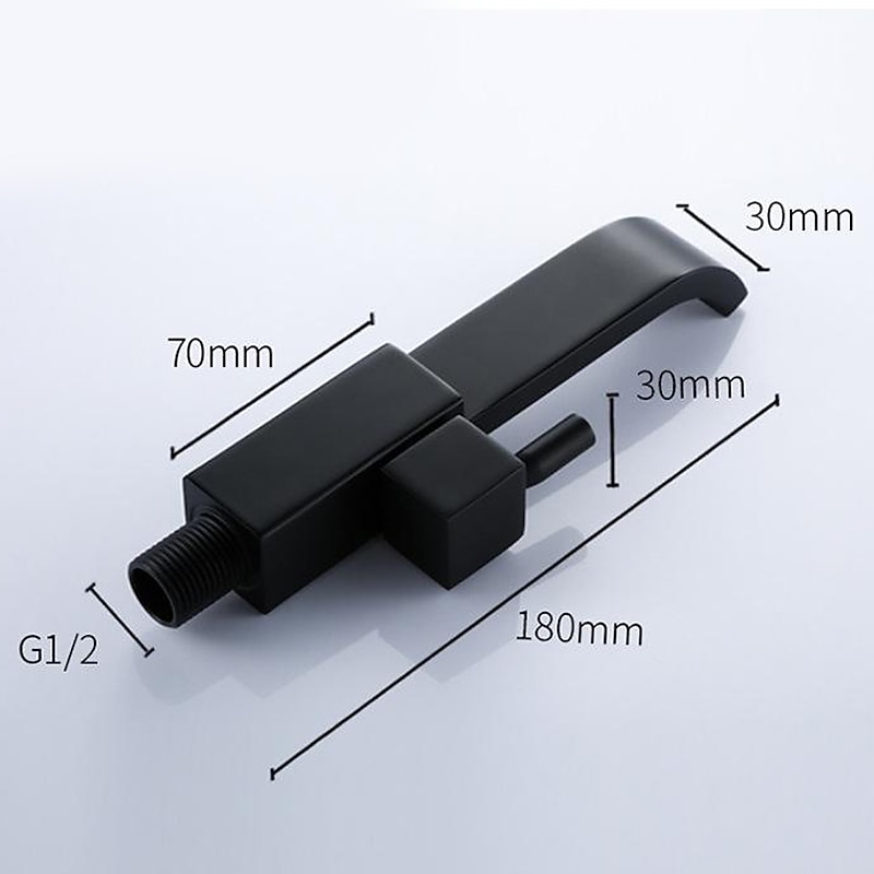 Modern Utility Sink Laundry Chrome Black Faucet, Wall Mount Long Spout One Handle One Hole Wash Basin Tap with Hot and Cold Water Hoses, Laundry Tub Pot Filler Commercial Faucet with Ceramic Valve4