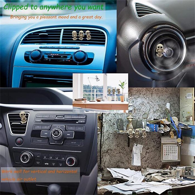 Car Air Fresheners Vent Clips Car Interior Accessories for Men Women Cute Skull Auto Air Conditioner Vent Clip Decor for Car Office Living Room Home Halloween Christmas Gift - 3PCS/Set4