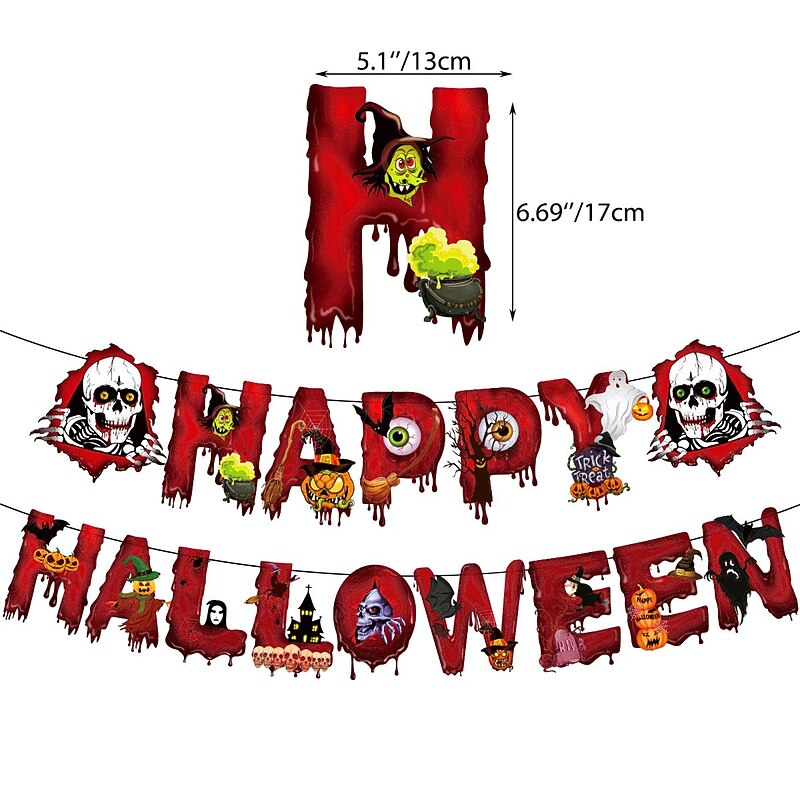 Halloween Decoration, Halloween Holiday Party Decoration Home Supplies Skull Bloody Balloon Cake Insert Flag Decoration Halloween Skeleton Decoration4