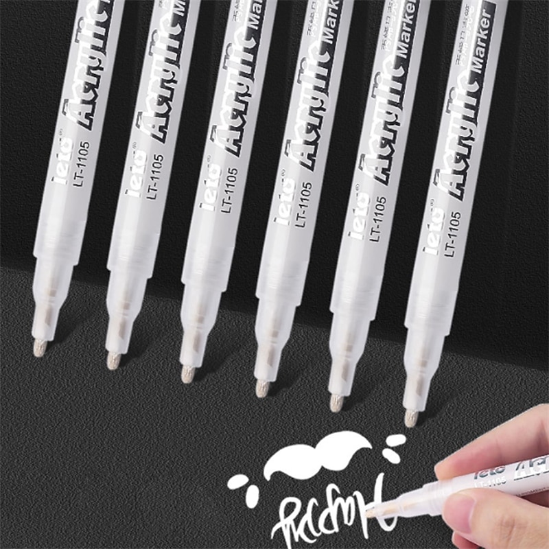 3pcs White Acrylic Marker Pen Mark Modification Drawing Coloring Pen For Students Drawing Record Taking Notes School Office3