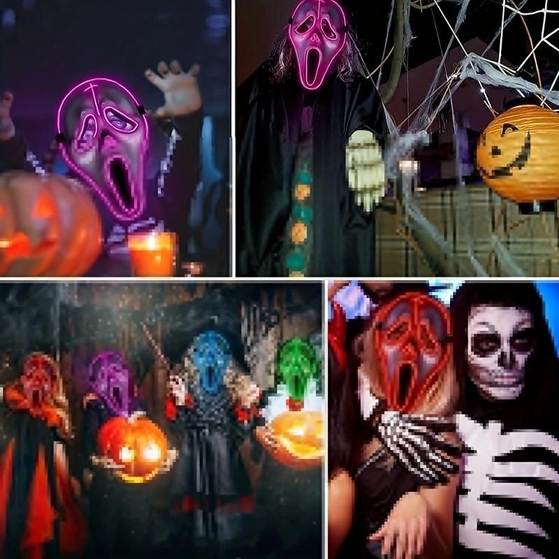 LED Luminous Mask Screaming Scare Halloween Mask Festival Carnival Props Funky PVC Decorative Mask4
