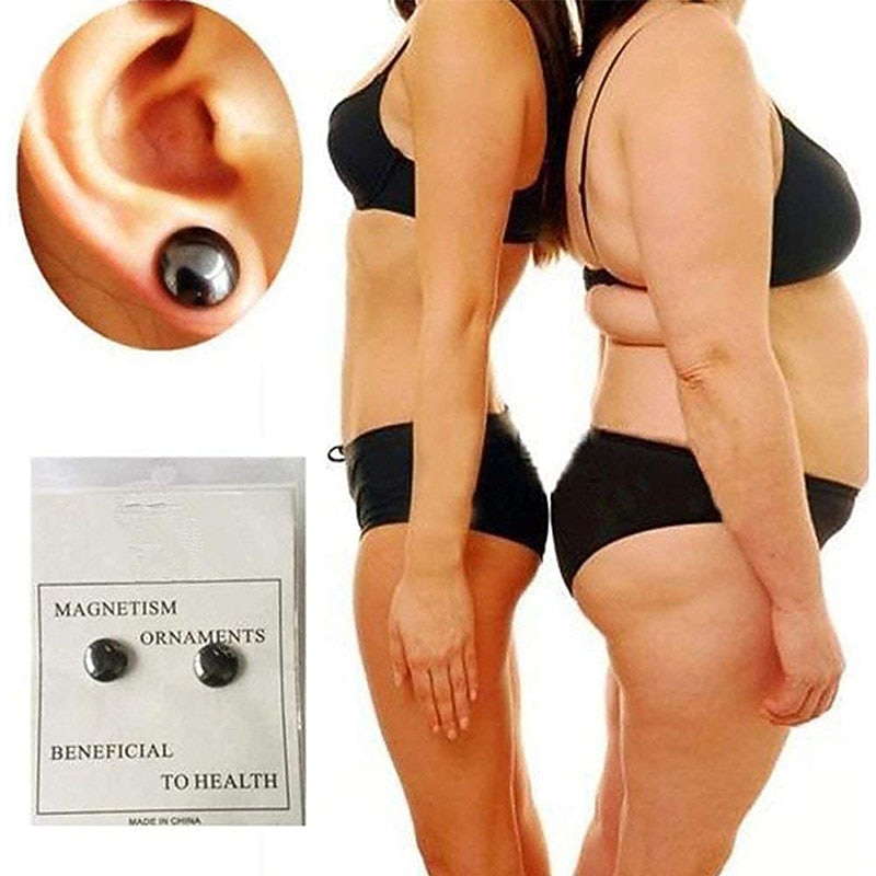 1pair Weight Loss Slimming Magnetic Stone Therapy Slimming Health Care Power Clip Earrings Fashion Jewelry  Magnet Earrings for Women Men