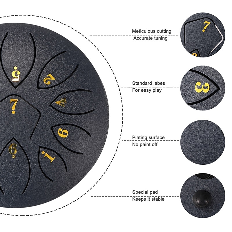 6 Inch 11 Tone Steel Tongue Drum Mini Music Drums Handpan Beginners Ethereal Drum Musical Instruments Tambor Gifts3