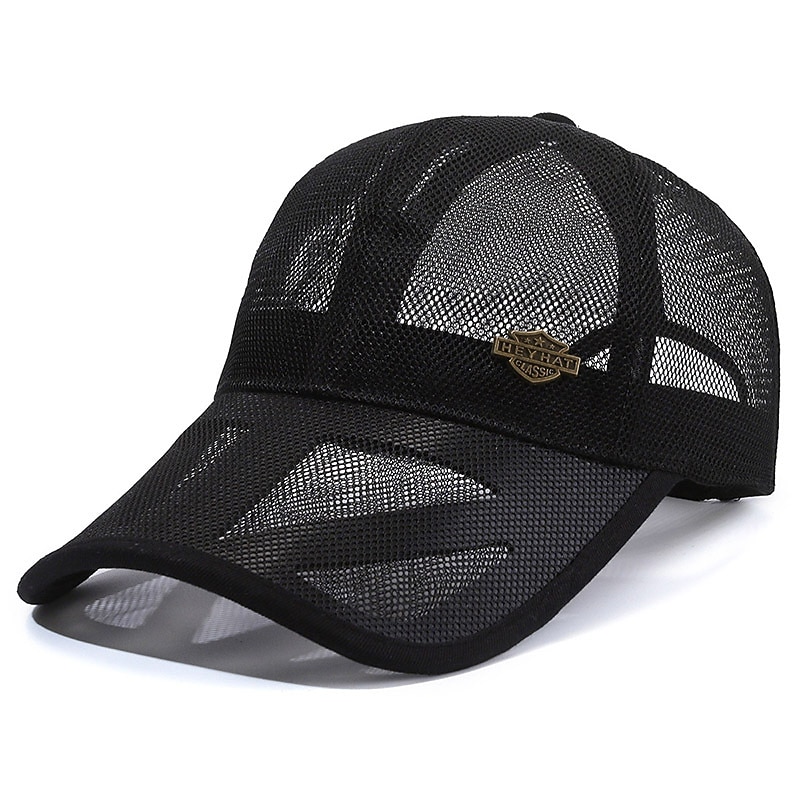 Unisex Baseball Cap Sun Hat Black White Mesh Travel Beach Outdoor Vacation Plain Adjustable Sunscreen Fashion4