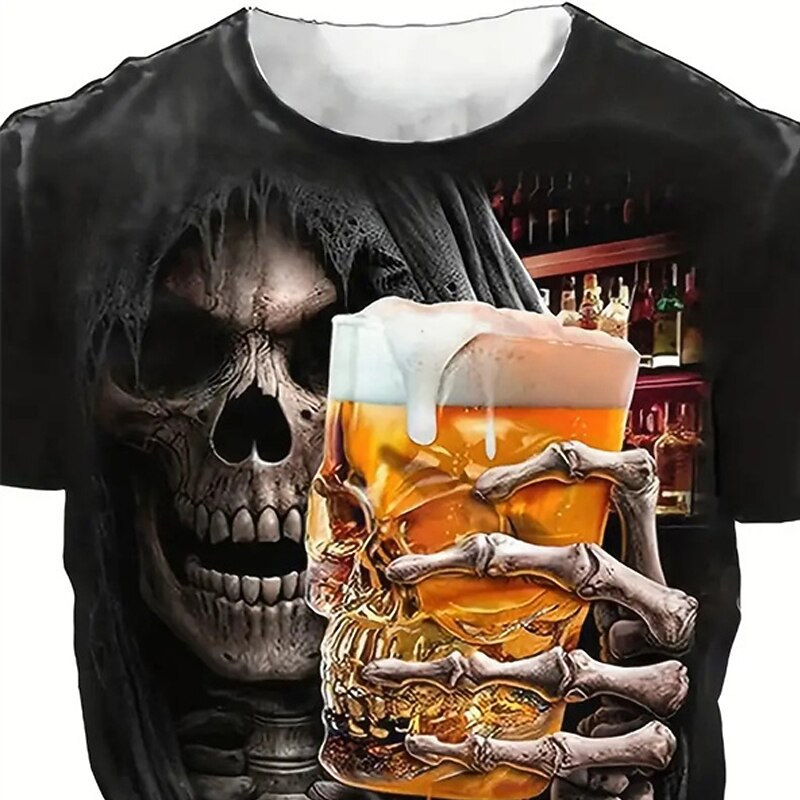 Men's Graphic Beer T Shirt Short Sleeve T shirt 3D Print Crew Neck Shirt Vintage Fashion Designer Outdoor Daily Sports Black Brown Spring & Summer Clothing Apparel S M L XL 2XL 3XL4