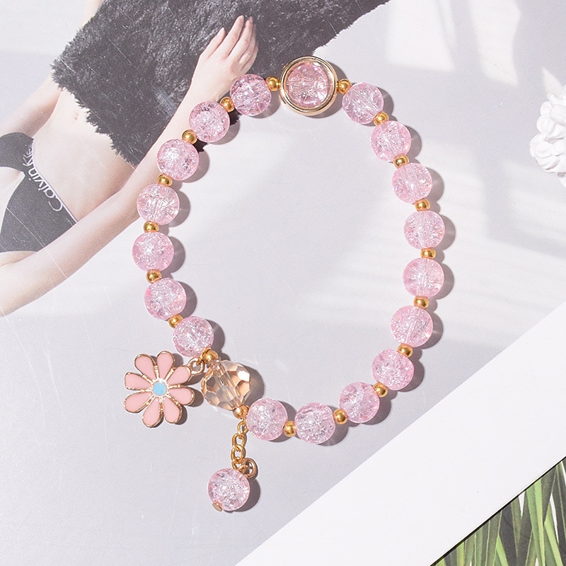 Women's Bead Bracelet Classic Flower Fashion Cute Personalized Elegant Alloy Bracelet Jewelry White / Yellow / Pink For Party Evening Sport Holiday Date Festival3