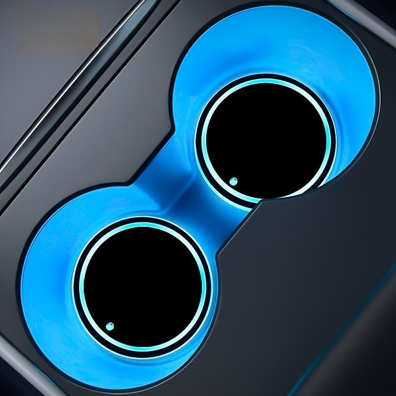 Smart Luminous Water Coaster LED Car Cup Holder Lights 7 Colors Changing USB Charging Mat Waterproof Cup Pad Interior Atmosphere Lamp Decoration Light for Oktoberfest Car Accessories 1pc