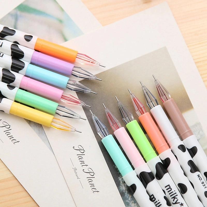 12pcs/Set Colorful Cute Milky Kawaii Cow Design Gel Pens For Office School Home Gifts, Kids Friends And Students, Back to School Supply2