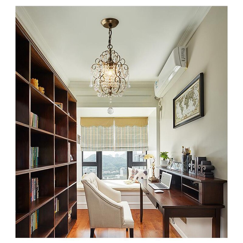 LED Chandeliers, Pendant Lights Loft Rustic Single Head Iron LED Crystal Chandelier Metal Bedroom Auditorium Hanging Lamp Ceiling Fitting Lights Lighting Rustic Elegant Farmhouse Comp 110-240V4