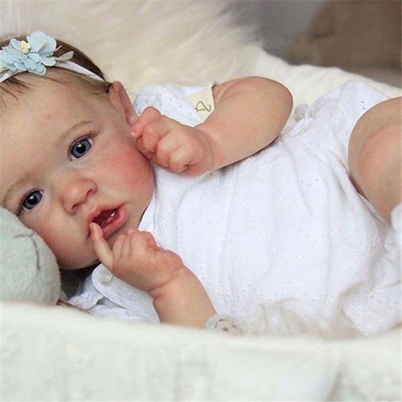 22 inch Reborn Doll Baby & Toddler Toy Reborn Toddler Doll Doll Reborn Baby Doll Baby Baby Boy Baby Girl Reborn Baby Doll Saskia Newborn lifelike Gift Hand Made Non Toxic Vinyl W-05 with Clothes and2