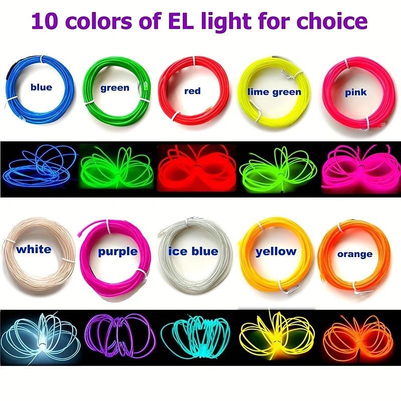 Glow EL Wire Cable LED Neon Christmas Dance Party DIY Costumes Clothing Luminous Car Light Decoration Clothes Ball Rave With Battery Drive Box4