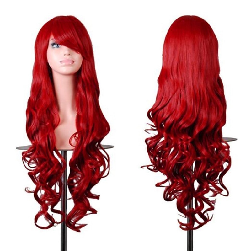 Curly Cosplay Wig Long Hair Heat Resistant Spiral Costume Wigs Anime Fashion Wavy Curly Cosplay Daily Party Red 32 80cm Halloween Wigs2