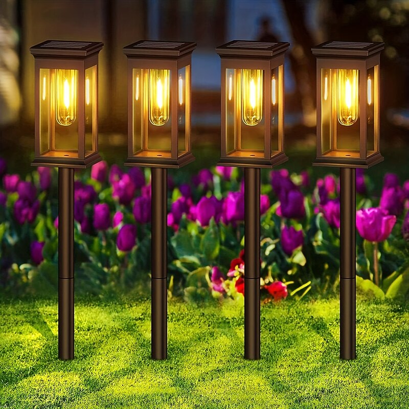 Solar Pathway Lights, Waterproof IP65 Auto On/Off Solar Garden Lights for Walkway, Yard, and Landscape Decoration