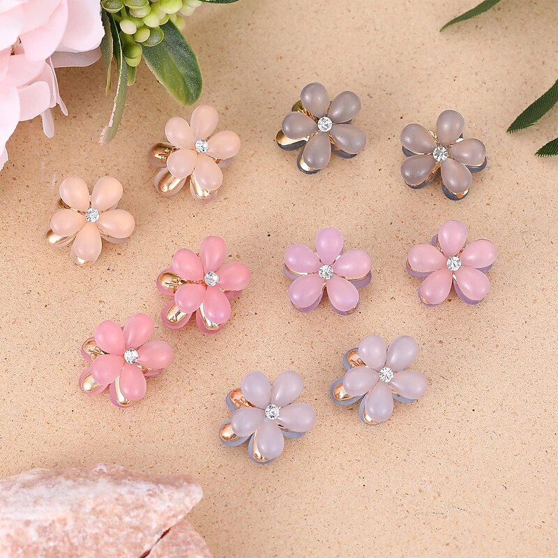 5Pcs Flower Hair Clips Mini Hair Clips Glitter Opal Hair Clips for Kid Metal Small Claw Clips for Sweet Bangs Tiny Crystal Flower Barrettes Cute Claw Clips for Girls Hair Accessories for Women2