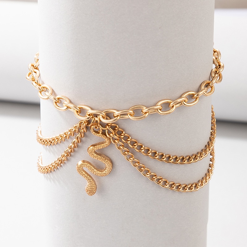 Ankle Bracelet Boho Women's Body Jewelry For Gift Daily Geometrical Alloy Silver Gold 1 PC3